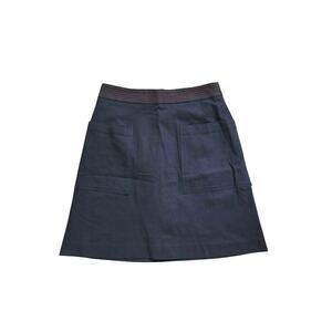 1901 Navy Blue Twill Cotton Stretch Woven Pockets Red Stitch Mini Skirt, Size 4